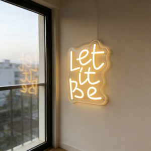 Letrero LED de Neón con la Frase "Let It Be" de Neonawall para Fanáticos de la Música, Luz de Neón Cálida Blanca en Letras Cursivas para Decoración del Hogar y Dormitorio - Product Image 4