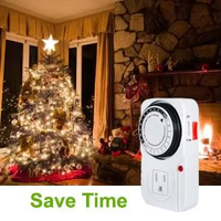 Sakelar Timer Digital Otomatis Ramah Lingkungan 2-Outlet - Pengontrol Terprogram 24 Jam untuk Lampu Natal dan Sistem Penyiraman Taman