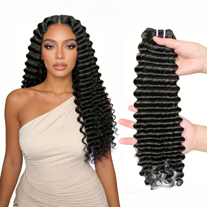 Cabello humano virgen vietnamita con ondas profundas, paquetes de cabello humano 100% natural, cutícula completa, color negro natural, tejido rápido. - Product Image 1