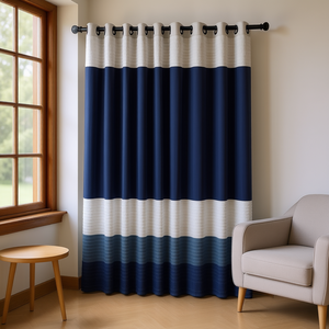 Panel de Cortina Polyoni Pintuck Moderno con Rayas para Decoración de Ventanas de Sala de Estar, con Bloqueo Total de Luz e Instalación con Barra - Product Image 2