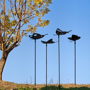 Piquet de jardin en métal moderne, effet rouillé, avec motif abeille, pour aménagement paysager, bouquets de fleurs, animaux, décoration murale, vente en gros, facile à installer, collection automne - Product Image 2