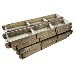 Molde Triple de Ladrillo de Madera para Macetas, Bandeja de Almacenamiento, Tira de Hierro Artesanal, Decoración Rústica para Jardín, Entrada, Sala de Estar, Hogar, Hotel - Product Image 1