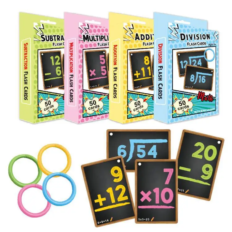 50 pcs personnalisé imprimé anglais numéro cartes Flash/cartes cognitives mathématiques apprentissage papier jouets éducatifs carte de jeu pour enfant