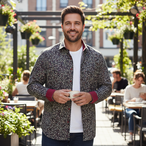 เสื้อเชิ้ตผู้ชายแฟชั่นลายดอกไม้ - Product Image 3