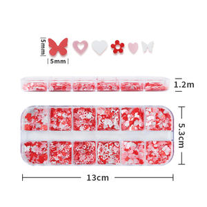 Lentejuelas de Uñas con Forma de Corazón Rojo y Rosa al por Mayor para Decoración de Uñas, 12 Rejillas/Caja, Calcomanías de Uñas Coloridas Mixtas para el Día de San Valentín - Product Image 4