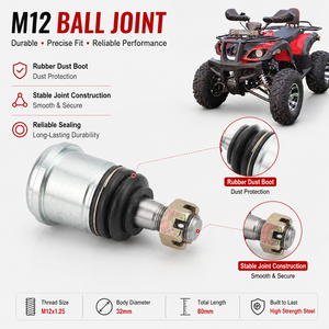 Rotule conique de tige de direction filetée M10 de 32 mm de diamètre pour UTV 50cc 70cc 90cc 110cc 125cc 150cc 200cc 250cc, ATV, Dune Buggy, <span class=keywords><strong>Quad</strong></span> - Product Image 4