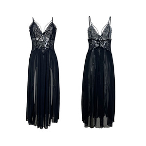 Chemise de nuit sexy <span class=keywords><strong>en</strong></span> maille fendue à dos nu <span class=keywords><strong>en</strong></span> perles de haute qualité, nuisette tentante, lingerie pour femmes, vêtements intimes - Product Image 6