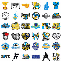 Patch brodé thermocollant en tissu sergé pour veste, sac, chapeau, avec logo d'équipe de sport, ballon de volley-ball, vente en gros