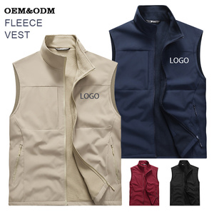 Gilet d'hiver en <span class=keywords><strong>polaire</strong></span> pour <span class=keywords><strong>homme</strong></span> avec logo brodé personnalisé, col montant, <span class=keywords><strong>sans</strong></span> manches, épais, multi-poches, vêtement de travail - Product Image 1