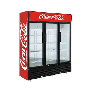 lowest price glass door beverage refrigerator and cooler for supermarket