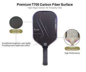 Pala de Pickleball Aprobada por la USAPA, Fibra de Carbono, Núcleo de Panal de Abeja de 16 mm, Serie Power Precision Racing - Product Image 3