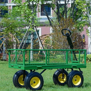 Chariot de jardinage en métal à 4 roues robuste, chariot à mailles, chariot utilitaire de jardin, chariot de transport pour cour extérieure - Product Image 3