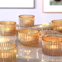 Grand Porte-Bougie en Verre Doré pour Décoration de Table de Noël et de Mariage, Fait Main