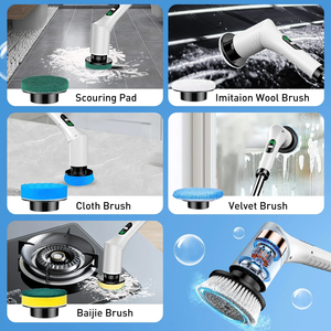 Nouvelle brosse de nettoyage électrique multifonction 9-en-1, brosse rotative sans fil, nettoyeur numérique rétractable portatif - Product Image 6