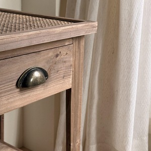 Handmade Solid Wood Nightstand With <b>Rattan</b> Top 36x36x50.5cm Storage Drawer Bedroom Furniture - Product Image 3