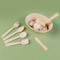 Personnalisable Biodégradable Jetable Mini Cuillère en Bois pour Crème Glacée Gelato Personnalisé Petite Vaisselle Plat Bâton Cuillères