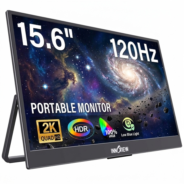 Black 15.6 Inch Wide QHD 1440P Portable IPS Monitor 178 Viewing Angle 100 SRGB for Business Presentations