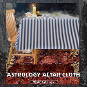 Tapis d'autel Astrologie Lune Soleil Étoile, imprimé végétal, en polyester lavable effet peau de pêche, tapis spirituel, nappe de divination - Product Image 2