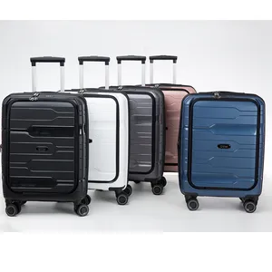 20 inches portable PP boarding suitcase large capacity travel trolley luggage with front zipper opening