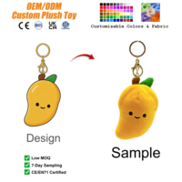 Fabricant de jouets en peluche, porte-clés mascotte mini mangue mignon sur mesure, jouets en peluche animaux personnalisés, vente en gros, jouet OEM personnalisé
