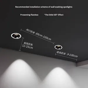 Projecteur LED encastré anti-éblouissement à <span class=keywords><strong>spectre</strong></span> complet IP44 noir, pour salon, plafond, CRI élevé, en aluminium, COB, pour éclairage mural - Product Image 6