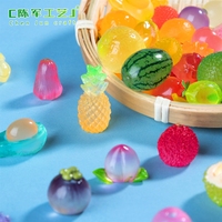 Miniaturas luminosas de frutas pequeñas, fresa y durian, caja sorpresa adorable, accesorios decorativos DIY, mini adornos