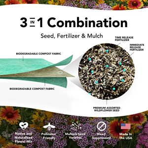 Growtrax Pollinator 40 pieds carrés Fournitures <span class=keywords><strong>de</strong></span> jardin Mélange <span class=keywords><strong>de</strong></span> fleurs sauvages modernes Tournesol <span class=keywords><strong>Zinnia</strong></span> Plante facile pour attirer les abeilles - Product Image 4
