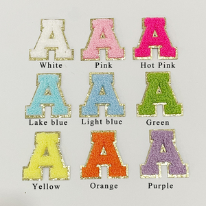 Parches de letras de chenilla de A-Z para niños, parches de chenilla con brillo en 10 colores, alfabeto para ropa, bolsa, 2,16 pulgadas, venta al por mayor - Product Image 1