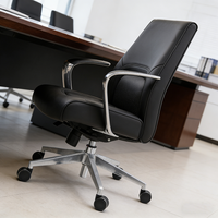 Chaise de bureau exécutive à dossier moyen en cuir, pivotante et ergonomique, mobilier de bureau, ensemble bureau et chaise pour ordinateur