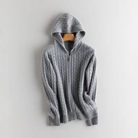 Damen-Kaschmirpullover mit Kapuze, verdickter Strick-Cardigan, einfarbig, lässige Oberbekleidung, Pullover, Suéteres De Mujer
