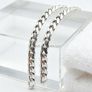 Cadena de eslabones cubanos de acero inoxidable cepillado de 6 lados, pulido en seis caras, de varios tamaños, para collar, pulsera, bolso y pantalones - Product Image 1