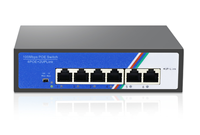 Switch PoE de 4 Puertos y 100 Mbps con Capacidad de 1 GBPS, 2 Puertos de Enlace Ascendente, Plug and Play, Eficiente Energéticamente para Cámaras IP, Redes de Oficina en Casa