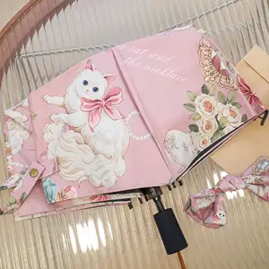 Lovely cat Umbrella package UV protection Rain and shine umbrella The forest is small and fresh Pretty Small fresh lace parasol