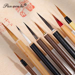 Pinceaux fins à manche en bambou pour peinture artistique, poils de loup, fibres de vison délicates, pinceau de <span class=keywords><strong>calligraphie</strong></span> pour étudiants et débutants - Product Image 2