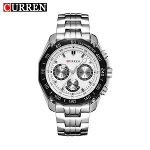 Montre Homme CURREN 8077 de Luxe, Tendance, Sportive, Analogique à Quartz, Classique, Chronographe, en Alliage et Acier Inoxydable, Motif Monnaie - Product Image 1