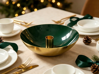 Plateau rond en métal pour bougies avec 4 coupelles à bougies, plateau blanc et bord doré, candélabre décoratif pour table