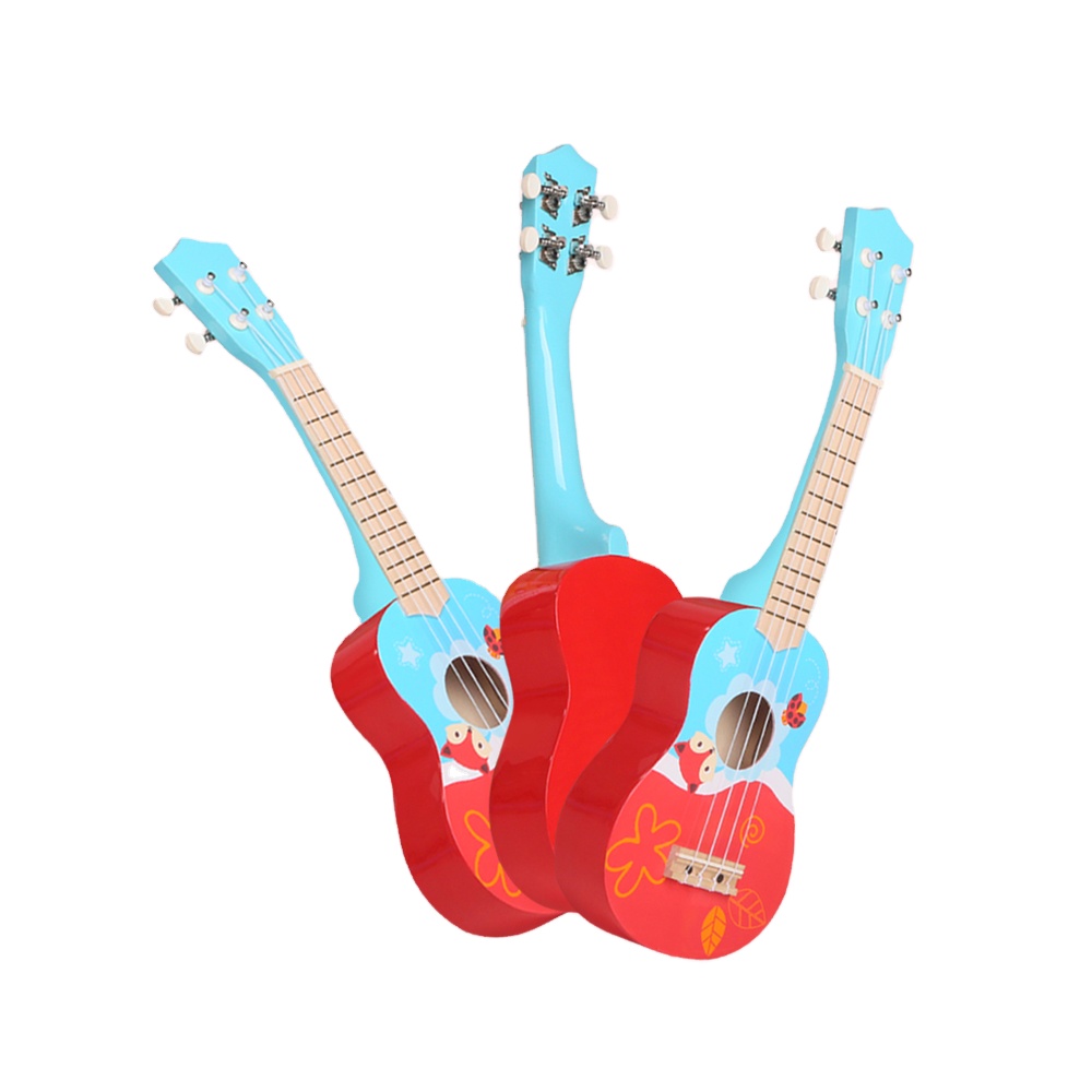 21 дюйм, 4 струны, милый мультяшный детский деревянный музыкальный инструмент, гитары, четыре струны, детский игрушечный набор, укулеле