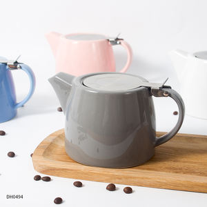 Amostra disponível para atacado, bule de descarga de cerâmica com infusor de aço inoxidável e tampa de café e chá - Product Image 5