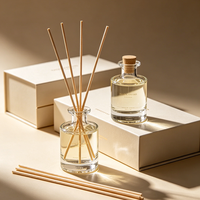 Bouteille diffuseur d'aromathérapie ronde en verre transparent de 100 ml et 200 ml avec bâtonnets et boîte, conteneur d'huile parfumée pour spa et hôtel