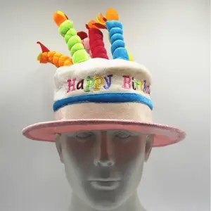 Berretto di carnevale cappello decorativo di moda copricapo di peluche torta con candela cappello per buon compleanno