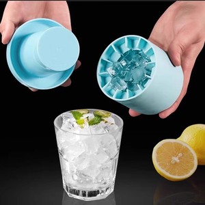 Moule à glaçons manuel en silicone réutilisable, écologique et portable, avec boîte et cuillère, pour la fabrication de glaces - Product Image 1