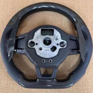 Para <span class=keywords><strong>Volkswagen</strong></span> Golf 7 75 GTI GTD <span class=keywords><strong>GTE</strong></span> R Polo GTI Tiguan <span class=keywords><strong>Passat</strong></span> cuero estilo deportivo fibra de carbono volante de fondo plano - Product Image 6