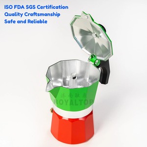 Cafetière manuelle italienne expresso cafetière Moka personnalisée rouge vert en aluminium coffret cadeau avec boîte en papier colorée - Product Image 4