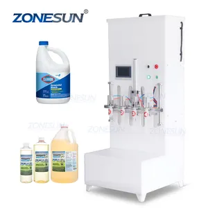 Zonesun ZS-YTCR4 Semi-Automatische 4-kops Toiletreiniger Corrosiebestendige Chemische Vloeibare Zwaartekracht Vulmachine