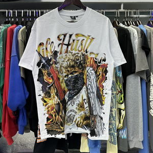 Camiseta de Manga Corta para Hombre, de Alta Calidad, Estilo Retro LIFE, con Estampado de Letras, Estilo Urbano, HUSTLERSES, Casual, Hip-Hop, 100% Algodón - Product Image 2