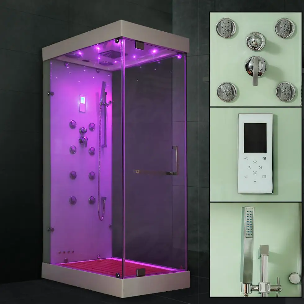 Không thể thiếu Kính tắm bao vây phòng Tắm Vuông phòng tắm hơi nước Đèn phòng tắm bao vây với màu sắc khác nhau