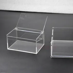 High Quality Clear Plastic Laundry Room Organizer Box Acrylic Dry Sheets Dispenser Holder with Hinge Lid