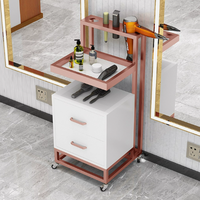 Barbier directionnel acier or boutique Luxe inoxydable plaqué avec roues métal salon barbier chariot