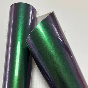 Chameleon Green Purple Metallic Sparkle <strong>Vinyl</strong> Wrap Film Roll for Car and Motorcycle <strong>Adhesive</strong> Decal Wrapping Cover - Product Image 1