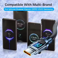 Kabel Data pengisian daya Super cepat 100W 120W TYPE-C, layar Digital kompatibel penuh mendukung tampilan daya waktu nyata pada layar LED